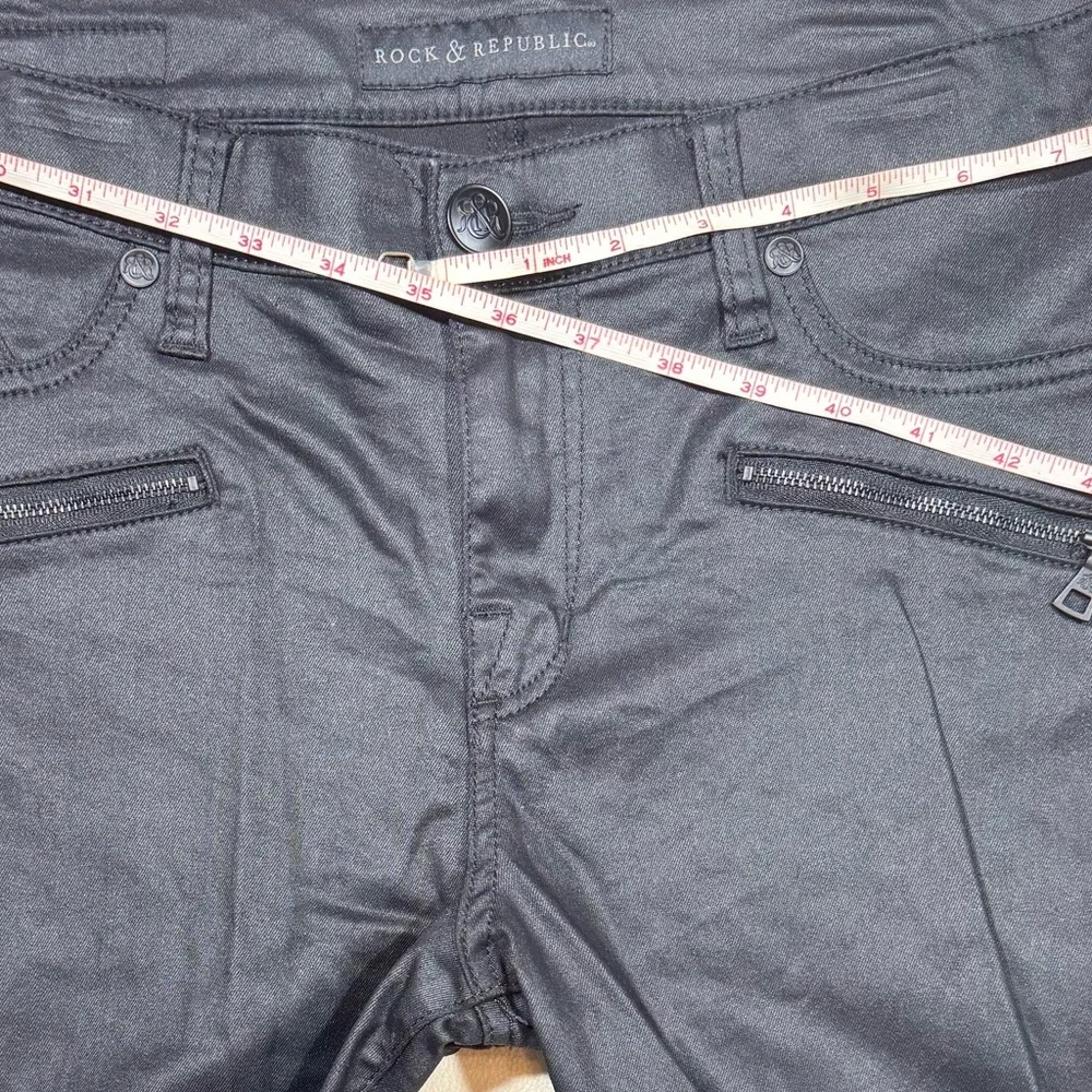 Rock & Republic Women’s Kashmiere Shiny Black Skinny Jeans - Picture 7 of 13